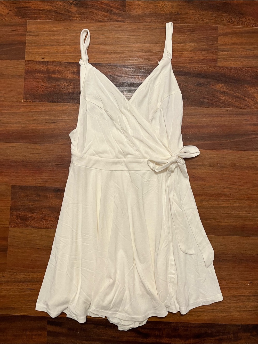Small Kimchi Blue Cream White Romper Wrap-Style Dress